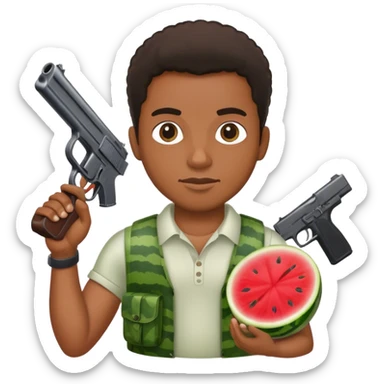 Black man with chicken watermelon and a gun sticker