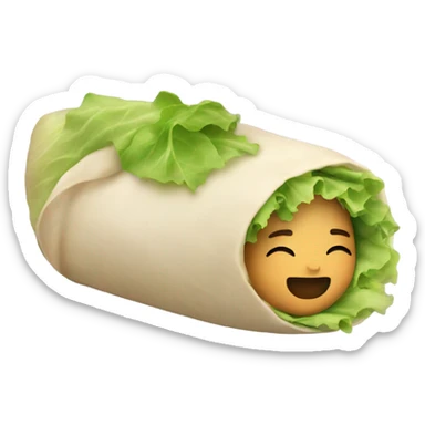 Human sleeping inside a burrito with lettuce  sticker