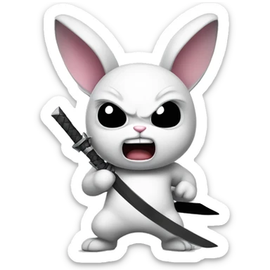 angry bunny with a ninja star  sticker