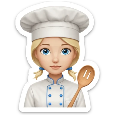 Blonde blue eyed female chef sticker