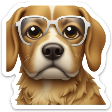 Dog with glasses on beach sticker