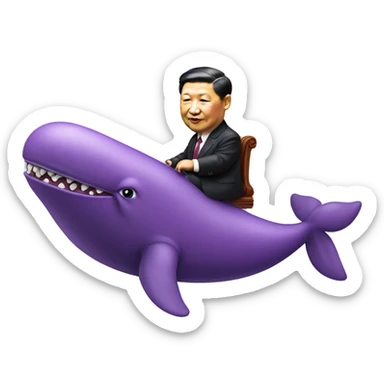 xi jinping riding purple whale sticker