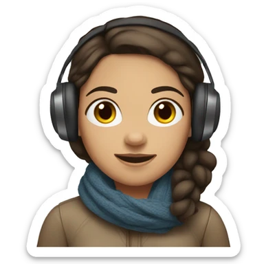 tan girl with dark brown hair earmuffs and scarf sticker