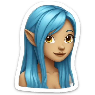 mysterious tan skinned cat girl with long blue hair sticker