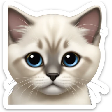 a sacre de birmanie kitten of 7 months small face, some sports of dark on the ears and face, laying on a shoulder sticker