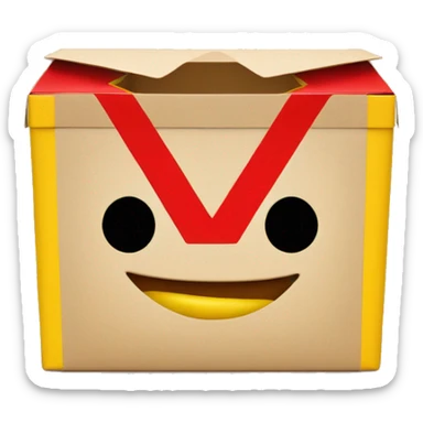 red happy meal box with the letter M in the middle yellow sticker