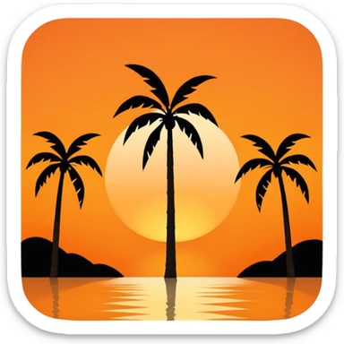florida plam trees and sunset orange sticker