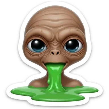 E.T. The Extra-Terrestrial from the movie puking green liquid sticker