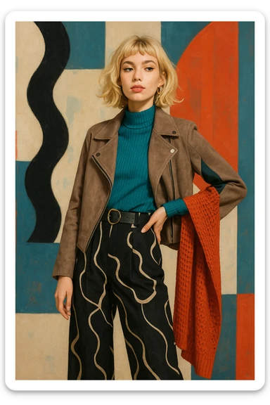 a lady with blond hair, distinct style 2 sticker