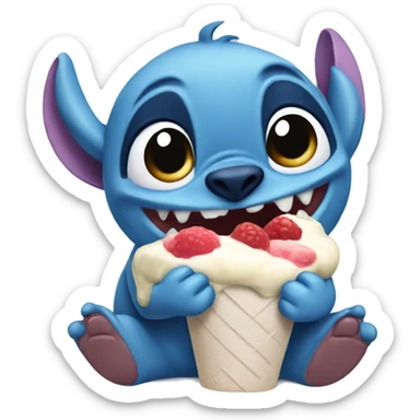 Stich comiendo helado sticker
