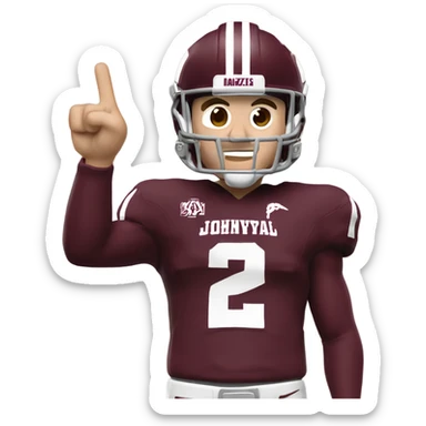 Johnny manziel in a Texas a&m maroon uniform holding up one thumb  sticker