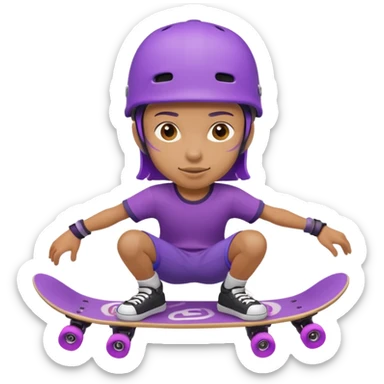 skater with skateboard and purple helmet sticker