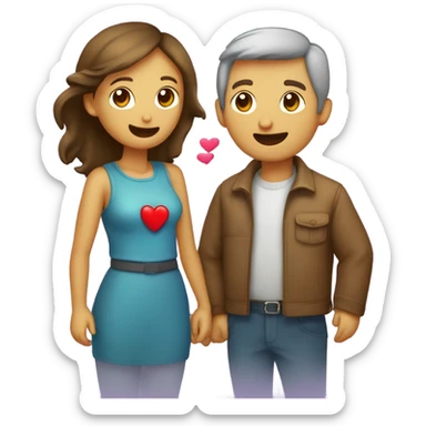 Pareja de osos abrazados y con un corazón en medio de ellos  sticker