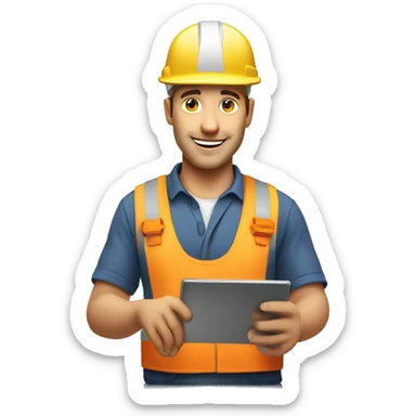 electrician with tablet sticker