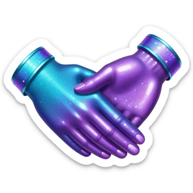 Glitter Purple and Cian handshake sticker