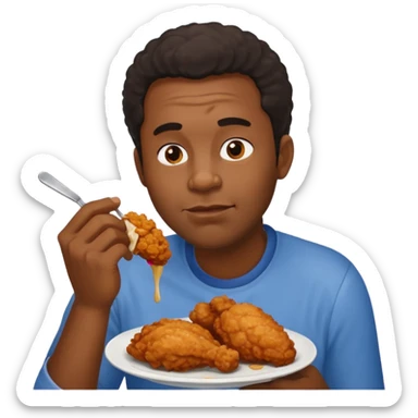 Black man eating fried chicken sticker