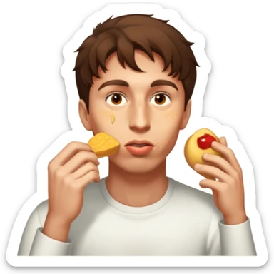 male eating  sticker