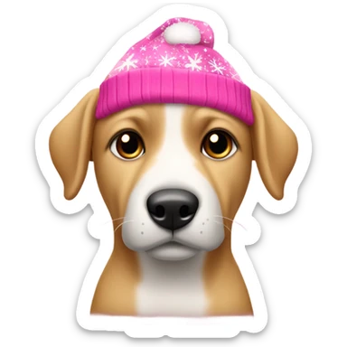 perro con gorro de navidad rosa sticker
