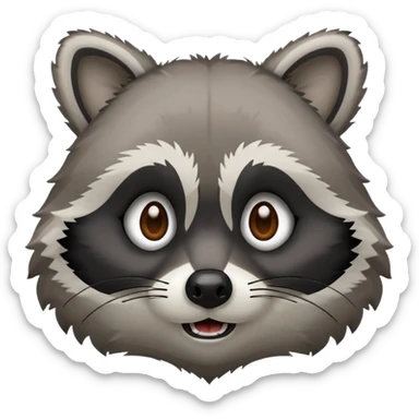 Create emojis from a picture with a raccoon's face. Different emotions, with the addition of paws sticker