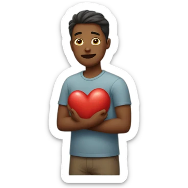 man clenching his heart sticker