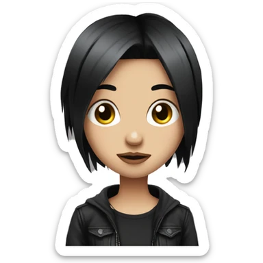 2007 emo girl with black hair and one pink strand grunge style sticker