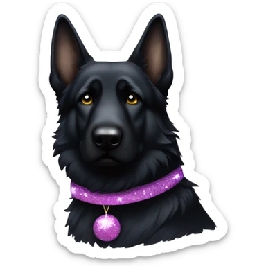 All black German shepherd with glitter frowning sticker