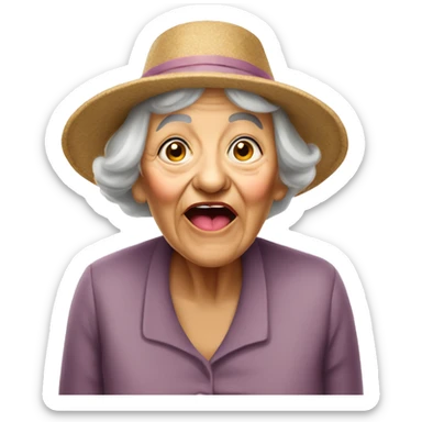 Old lady sticking tounge out sticker