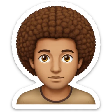 Brown man with brown Afro hair and brown eyes sticker