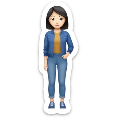 Asian women shining confident full body fat sticker
