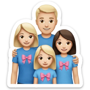happy white family with one dad, one mom, one blonde girl, and one brunette girl sticker