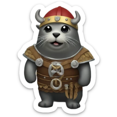 A seal dressed as a Viking on a yacht  sticker