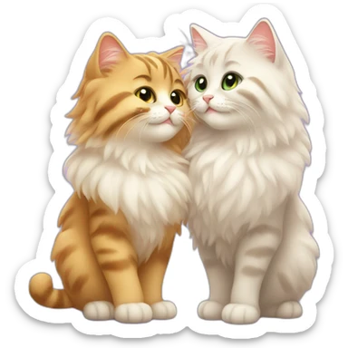 fluffy cats in love kiss sticker