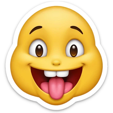 emoji with wide open eyes, big smile, drooling and tongue hanging out, fun and cheeky, bold colors sticker