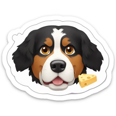 Bernese mountain dog eating swiss cheese raclette sticker