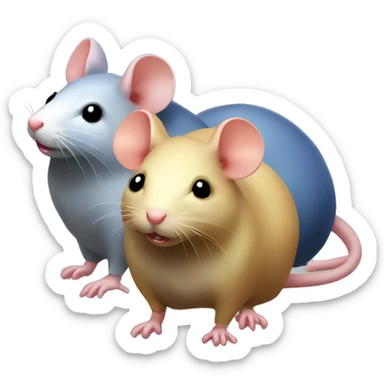 three differently colored rats gossiping sticker