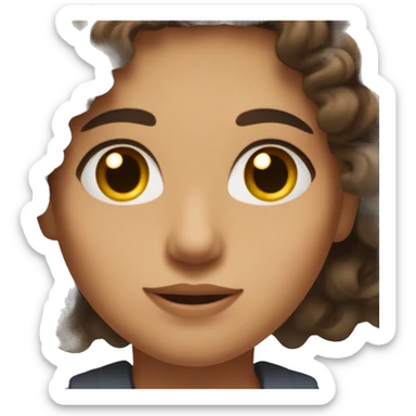 brunette with wavy hair and brown eyes and false eyelashe sticker