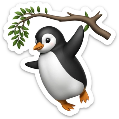 a penguin doing a backflip off a tree sticker