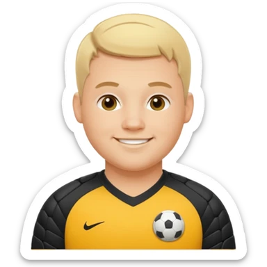Very Fat soccer goalkeeper with chubby cheeks and crew cut blonde hair sticker