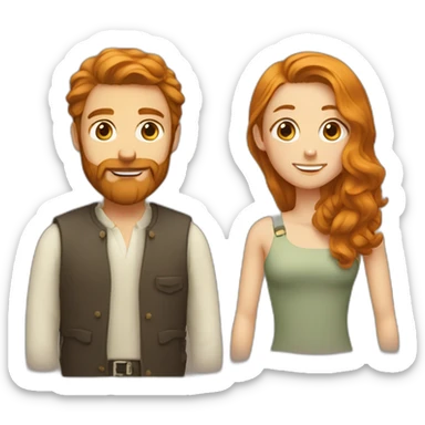 Man with beard and girl with ginger long hair  sticker