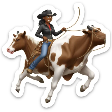 Cowgirl roping cows  sticker