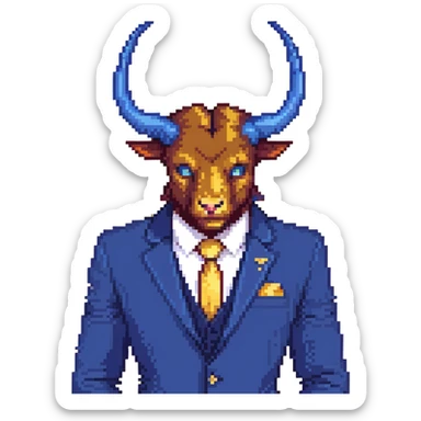 Beast from Beauty and the Beast with human lips and mouth, horns and blue formal clothes sticker