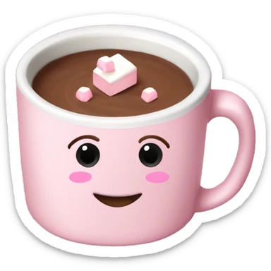 Light Pink mug of hot chocolate with marshmallows  sticker
