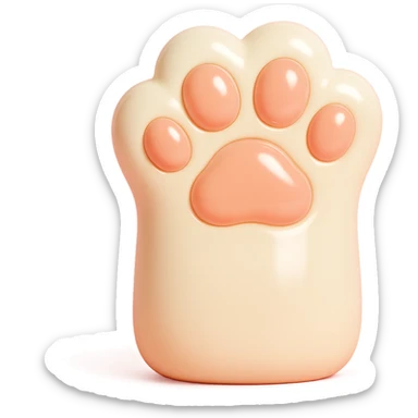 fluffy cat paw, vinyl figure style, shiny and collectible, toy-like sticker