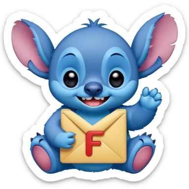 Stitch with the alphabet f sticker