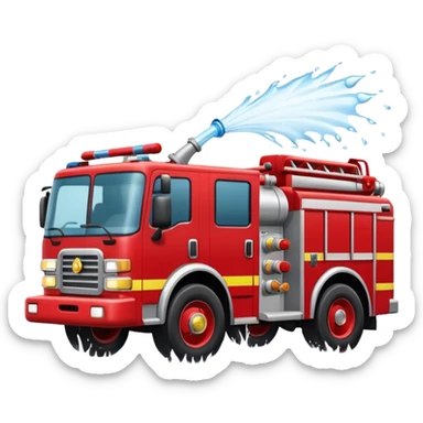 Fire truck throwing water forward  sticker