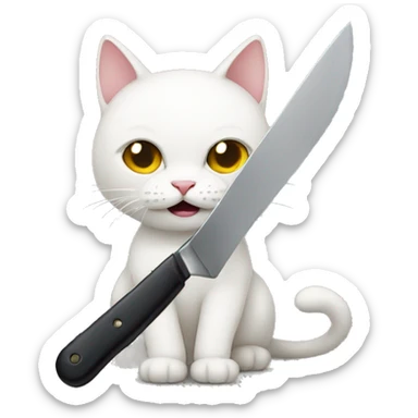 Cat with a knife sticker
