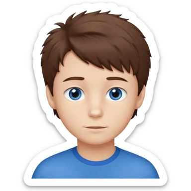 Brown hair and blue eyes boy that has short fluffy hair sticker