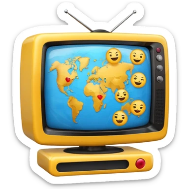 Tv with an globe with emojis sticker