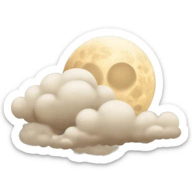 Beige moon and cloud sticker