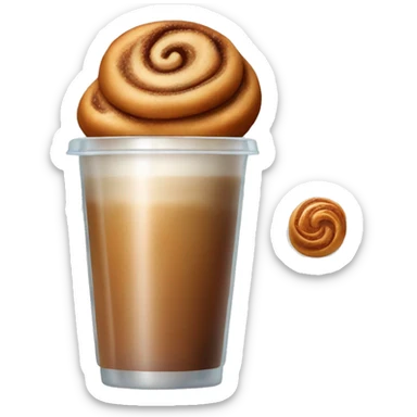 Cinnamon and cappuccino bun in a disposable glass sticker